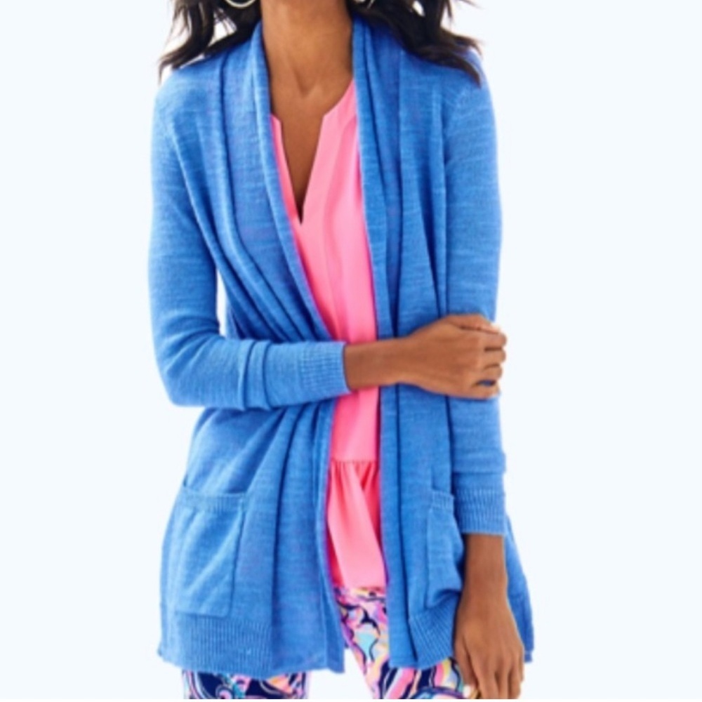 Lilly Pulitzer Ariela women's open front cardigan sweater XXS blue color